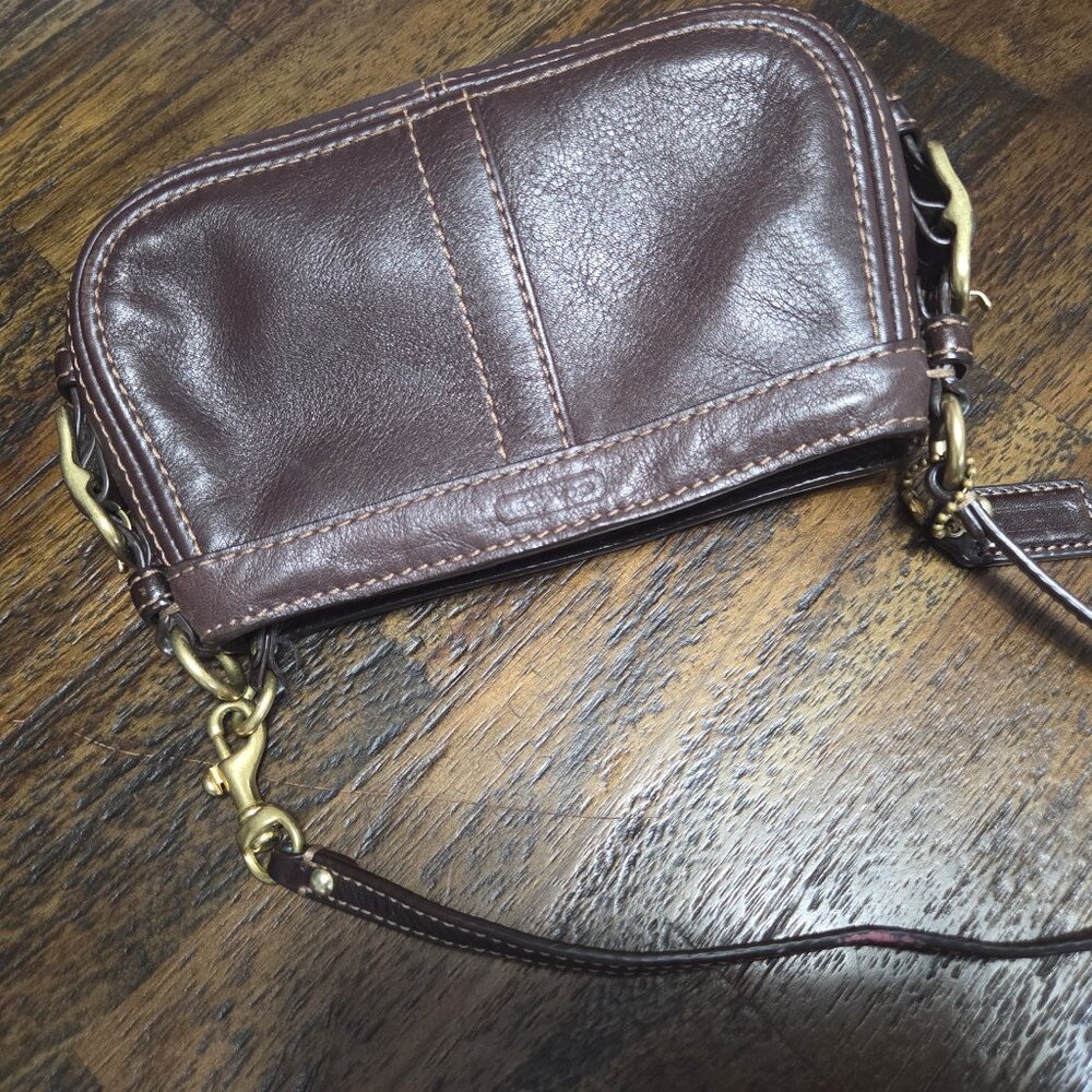 Coach brown leather wristlet
